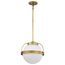 Lakeshore 1 Light Medium Pendant Natural Brass Finish White Opal Glass