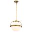 Lakeshore 1 Light Medium Pendant Natural Brass Finish White Opal Glass