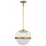 Lakeshore 1 Light Medium Pendant Natural Brass Finish White Opal Glass