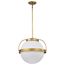 Lakeshore 1 Light Large Pendant Natural Brass Finish White Opal Glass