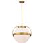 Lakeshore 1 Light Large Pendant Natural Brass Finish White Opal Glass