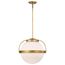 Lakeshore 1 Light Large Pendant Natural Brass Finish White Opal Glass