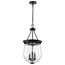 Boliver 3 Light Pendant 11 Inches Matte Black Finish Clear Seeded Glass