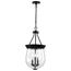 Boliver 3 Light Pendant 11 Inches Matte Black Finish Clear Seeded Glass