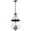 Boliver 3 Light Pendant 11 Inches Matte Black Finish Clear Seeded Glass