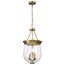 Boliver 3 Light Pendant 11 Inches Vintage Brass Finish Clear Seeded Glass