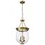 Boliver 3 Light Pendant 11 Inches Vintage Brass Finish Clear Seeded Glass