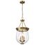 Boliver 3 Light Pendant 11 Inches Vintage Brass Finish Clear Seeded Glass
