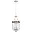 Boliver 3 Light Pendant 11 Inches Brushed Nickel Finish Clear Seeded Glass