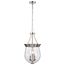 Boliver 3 Light Pendant 11 Inches Brushed Nickel Finish Clear Seeded Glass