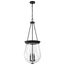 Boliver 3 Light Pendant 14 Inches Matte Black Finish Clear Seeded Glass