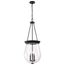 Boliver 3 Light Pendant 14 Inches Matte Black Finish Clear Seeded Glass