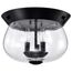 Boliver 3 Light Flush Mount Matte Black Finish Clear Seeded Glass