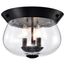 Boliver 3 Light Flush Mount Matte Black Finish Clear Seeded Glass