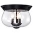 Boliver 3 Light Flush Mount Matte Black Finish Clear Seeded Glass