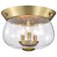 Boliver 3 Light Flush Mount Vintage Brass Finish Clear Seeded Glass