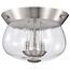 Boliver 3 Light Flush Mount Brushed Nickel Finish Clear Seeded Glass
