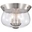 Boliver 3 Light Flush Mount Brushed Nickel Finish Clear Seeded Glass