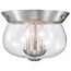Boliver 3 Light Flush Mount Brushed Nickel Finish Clear Seeded Glass