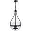 Amado 3 Light Pendant 14 Inches Matte Black Finish Clear Glass