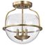 Amado 3 Light Semi Flush Mount Vintage Brass Finish Clear Glass