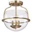 Amado 3 Light Semi Flush Mount Vintage Brass Finish Clear Glass