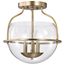 Amado 3 Light Semi Flush Mount Vintage Brass Finish Clear Glass
