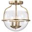 Amado 3 Light Semi Flush Mount Vintage Brass Finish Clear Glass