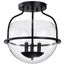 Amado 3 Light Semi Flush Mount Matte Black Finish Clear Glass