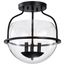 Amado 3 Light Semi Flush Mount Matte Black Finish Clear Glass