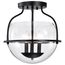Amado 3 Light Semi Flush Mount Matte Black Finish Clear Glass