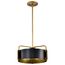 Altos 3 Light Small Pendant Matte Black and Natural Brass Finish