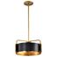 Altos 3 Light Small Pendant Matte Black and Natural Brass Finish