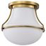 Valdora 1 Light Flush Mount 14 Inches Natural Brass Finish White Opal Glass