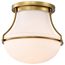 Valdora 1 Light Flush Mount 14 Inches Natural Brass Finish White Opal Glass
