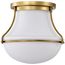 Valdora 1 Light Flush Mount 14 Inches Natural Brass Finish White Opal Glass