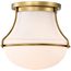 Valdora 1 Light Flush Mount 14 Inches Natural Brass Finish White Opal Glass