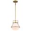 Valdora 1 Light Pendant 10 Inches Natural Brass Finish White Opal Glass