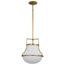Valdora 1 Light Pendant 14 Inches Natural Brass Finish White Opal Glass