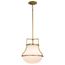 Valdora 1 Light Pendant 14 Inches Natural Brass Finish White Opal Glass