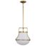 Valdora 1 Light Pendant 14 Inches Natural Brass Finish White Opal Glass