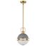 Everton 1 Light Pendant 10 Inches Matte Gray & Brass Finish Etched Opal Glass
