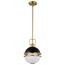 Everton 1 Light Pendant 10 Inches Matte Black & Brass Finish Etched Opal Glass