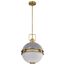 Everton 2 Light Pendant 14 Inches Matte Gray and Brass Finish Etched Opal Glass