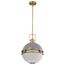 Everton 2 Light Pendant 14 Inches Matte Gray and Brass Finish Etched Opal Glass