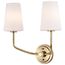 Cordello 2 Light Sconce Vintage Brass Finish Etched White Opal Glass