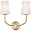 Cordello 2 Light Sconce Vintage Brass Finish Etched White Opal Glass