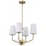 Cordello 4 Light Chandelier Vintage Brass Finish Etched White Opal Glass