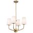 Cordello 4 Light Chandelier Vintage Brass Finish Etched White Opal Glass