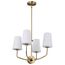 Cordello 4 Light Chandelier Vintage Brass Finish Etched White Opal Glass